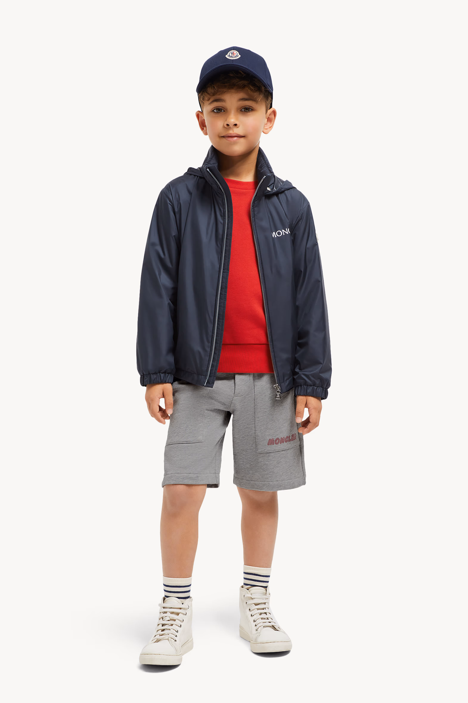 Shorts de algodón con logotipo óptico Niño Gris Moncler 2